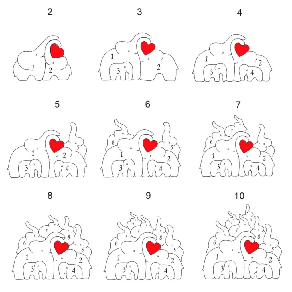 Drewniana rodzina słoni | Personalizowalny, osobisty i oryginalny