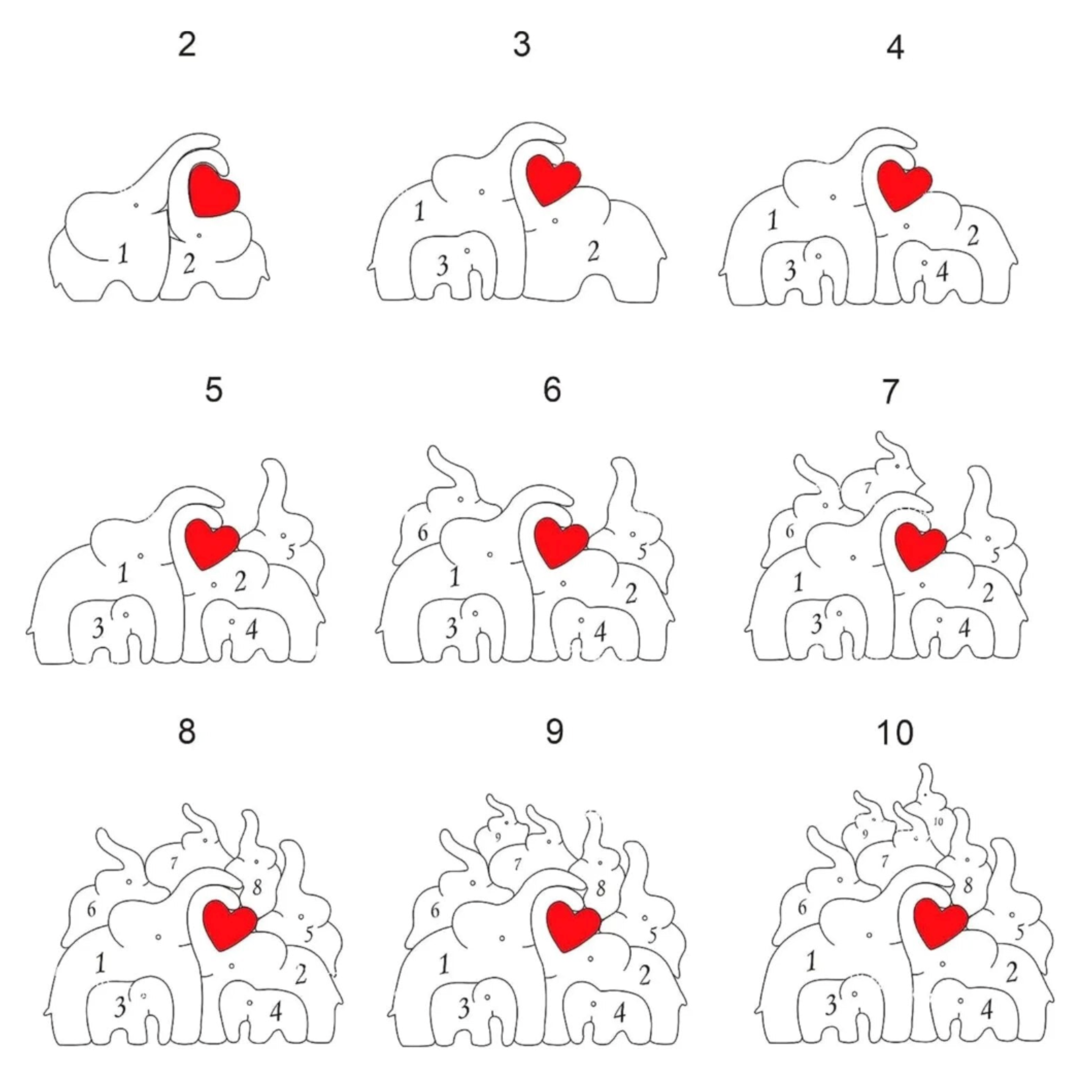 Drewniana rodzina słoni | Personalizowalny, osobisty i oryginalny