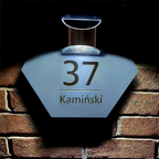 Spersonalizowane sześciokątne tabliczki do drzwi wycięte i grawerowane na energię słoneczną